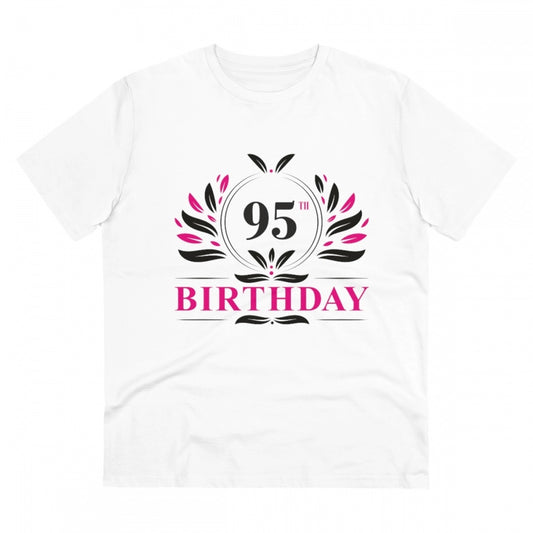 Generic Men's PC Cotton 95th Birthday Printed T Shirt (Color: White, Thread Count: 180GSM)