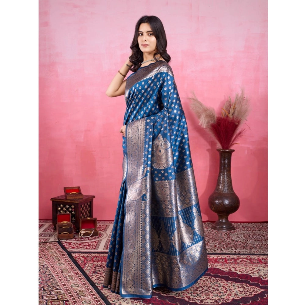 Generic Women's Banarasi Silk Printed Saree With Unstitched Blouse 5.5Mtr (Pinch)
